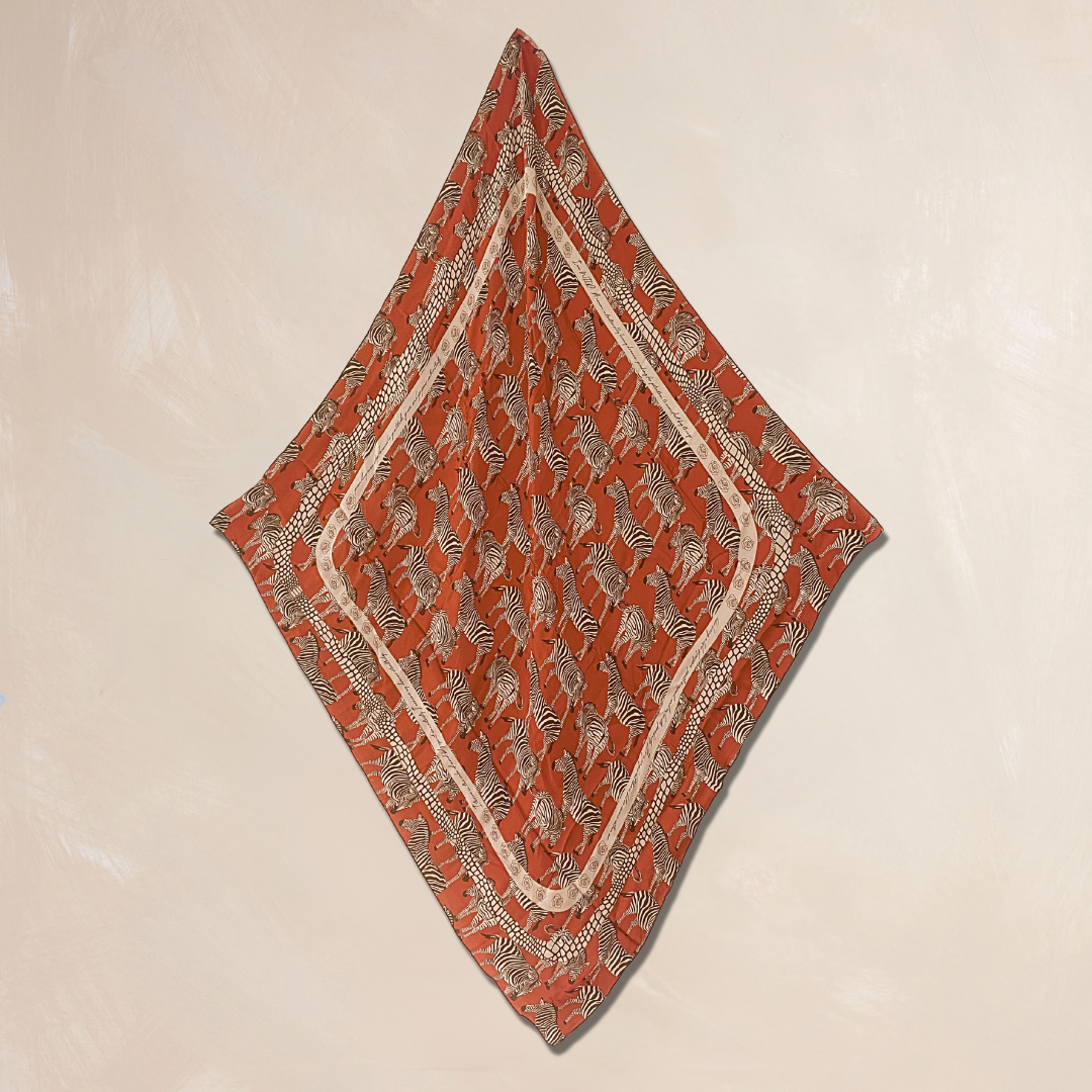 RED ZEBRA | Flower Qrown Satin Affirmation Scarf
