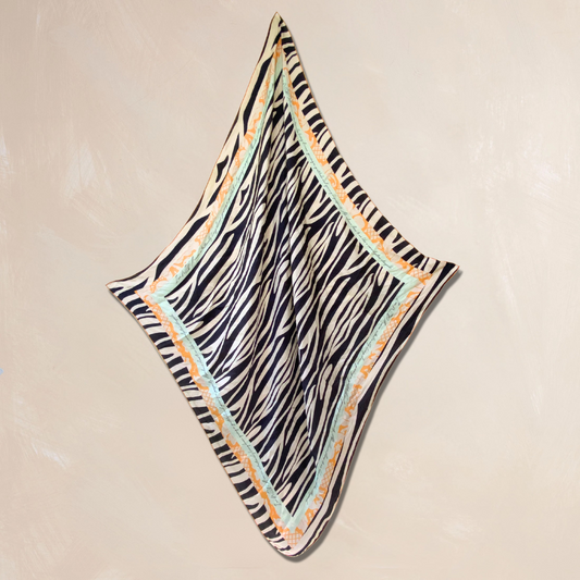 ZEBRA STRIPES | Flower Qrown Satin Affirmation Scarf