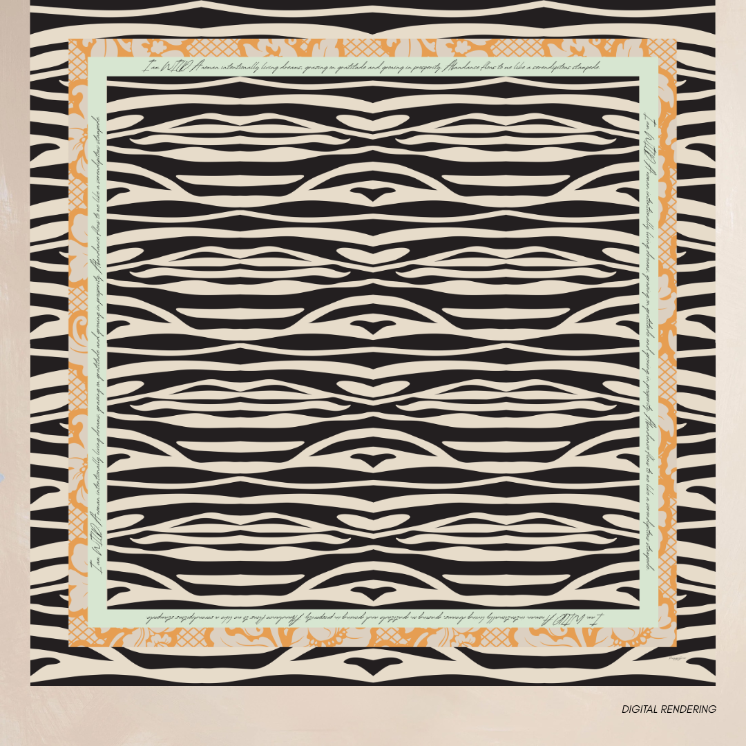 ZEBRA STRIPES | Flower Qrown Satin Affirmation Scarf