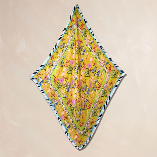 BUTTERFLY ZEBRA | Flower Qrown Satin Affirmation Scarf