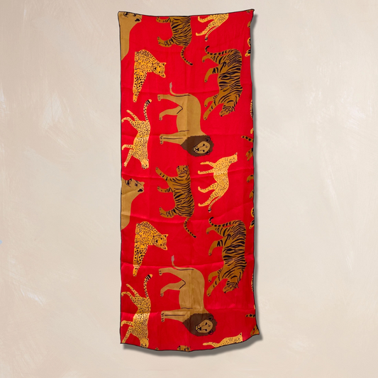 RED WILDCATS | Qrown Jewel Satin Accent Scarf