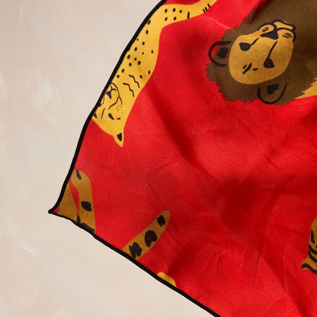 RED WILDCATS | Qrown Jewel Satin Accent Scarf