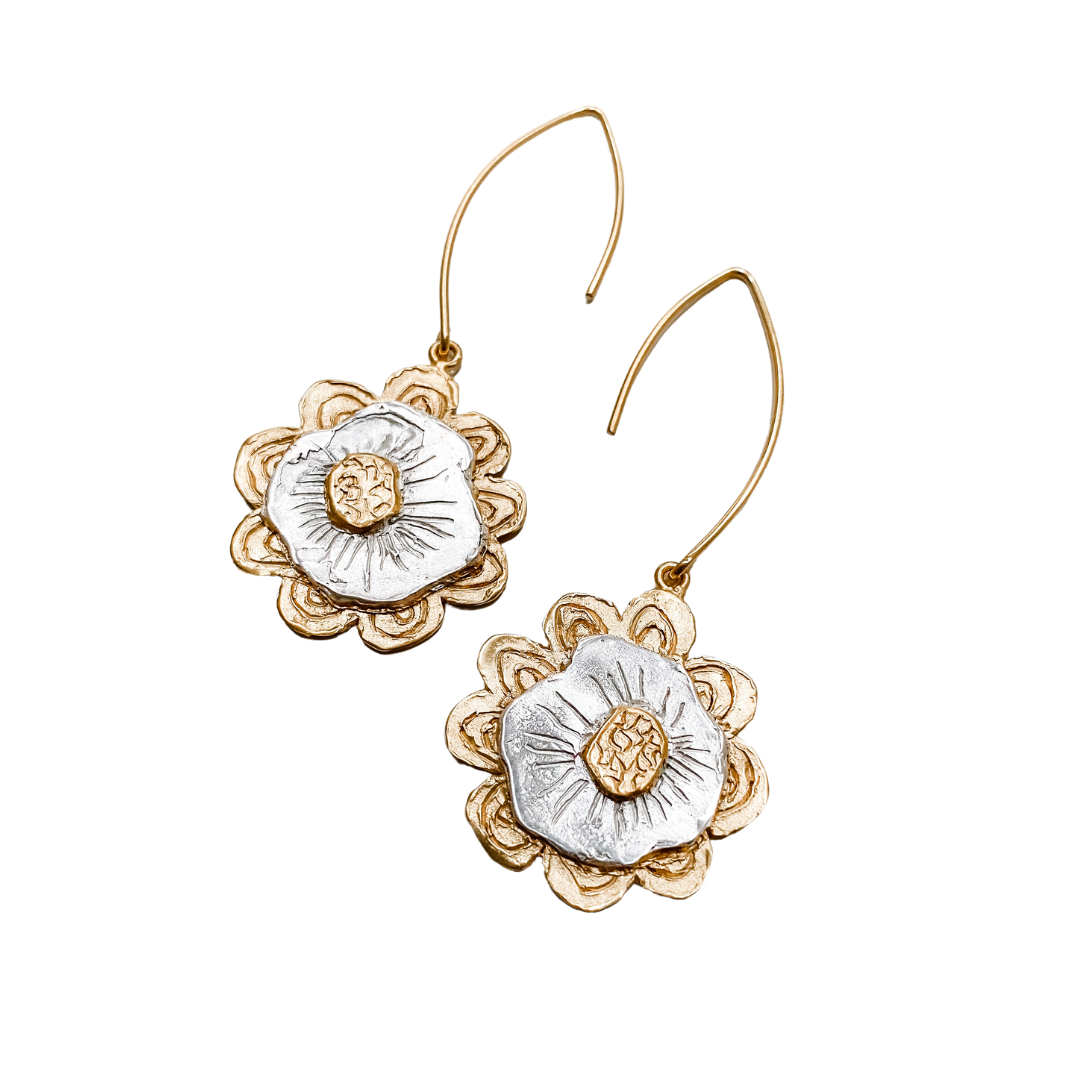 NO RAIN NO FLOWERS Engraved Earrings