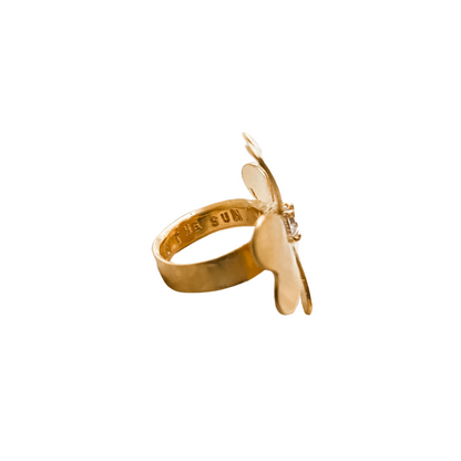 FLOWERS FOLLOW THE SUN Four-Leaf Clover Pinky Ring