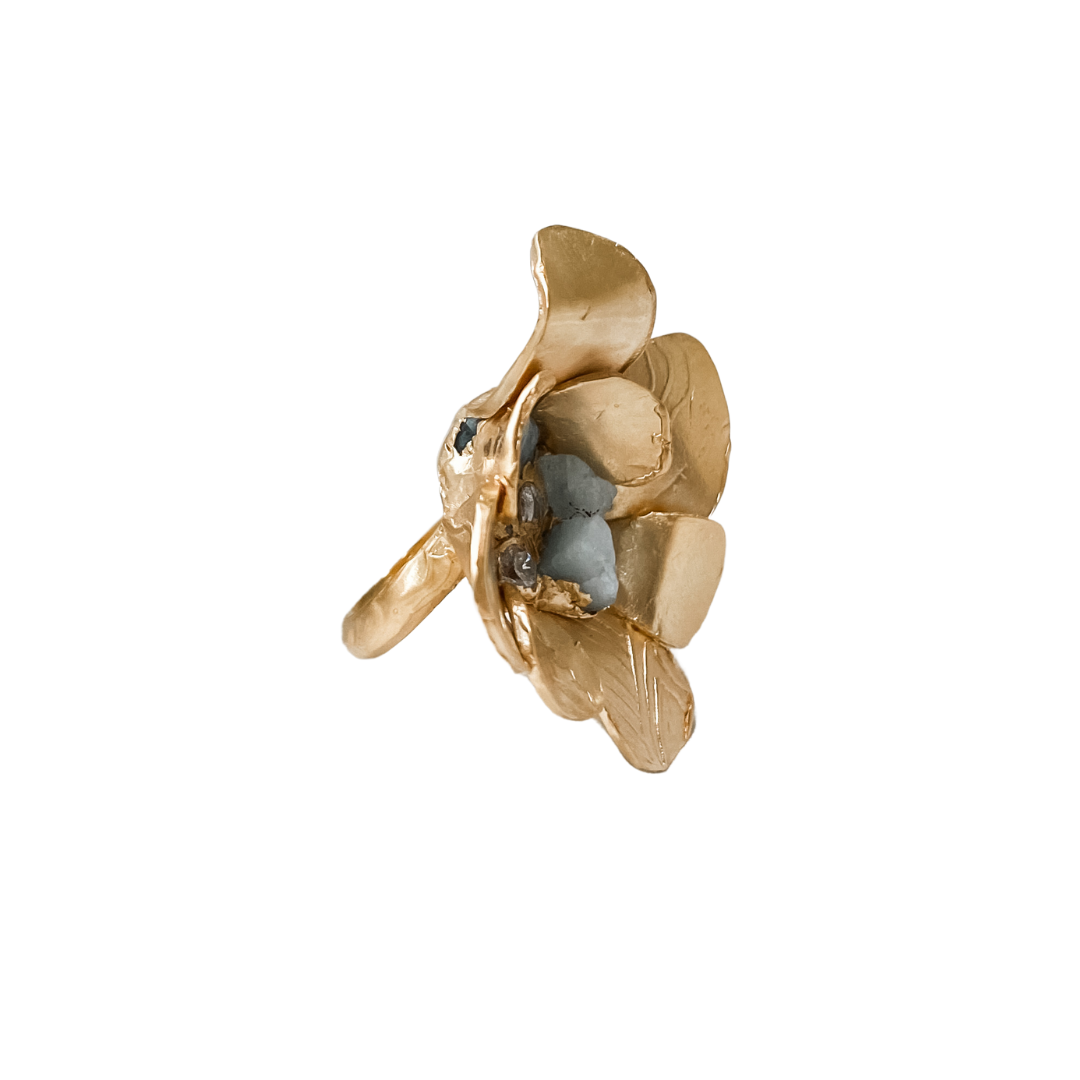 BLUE BLOOM Flower Statement Ring