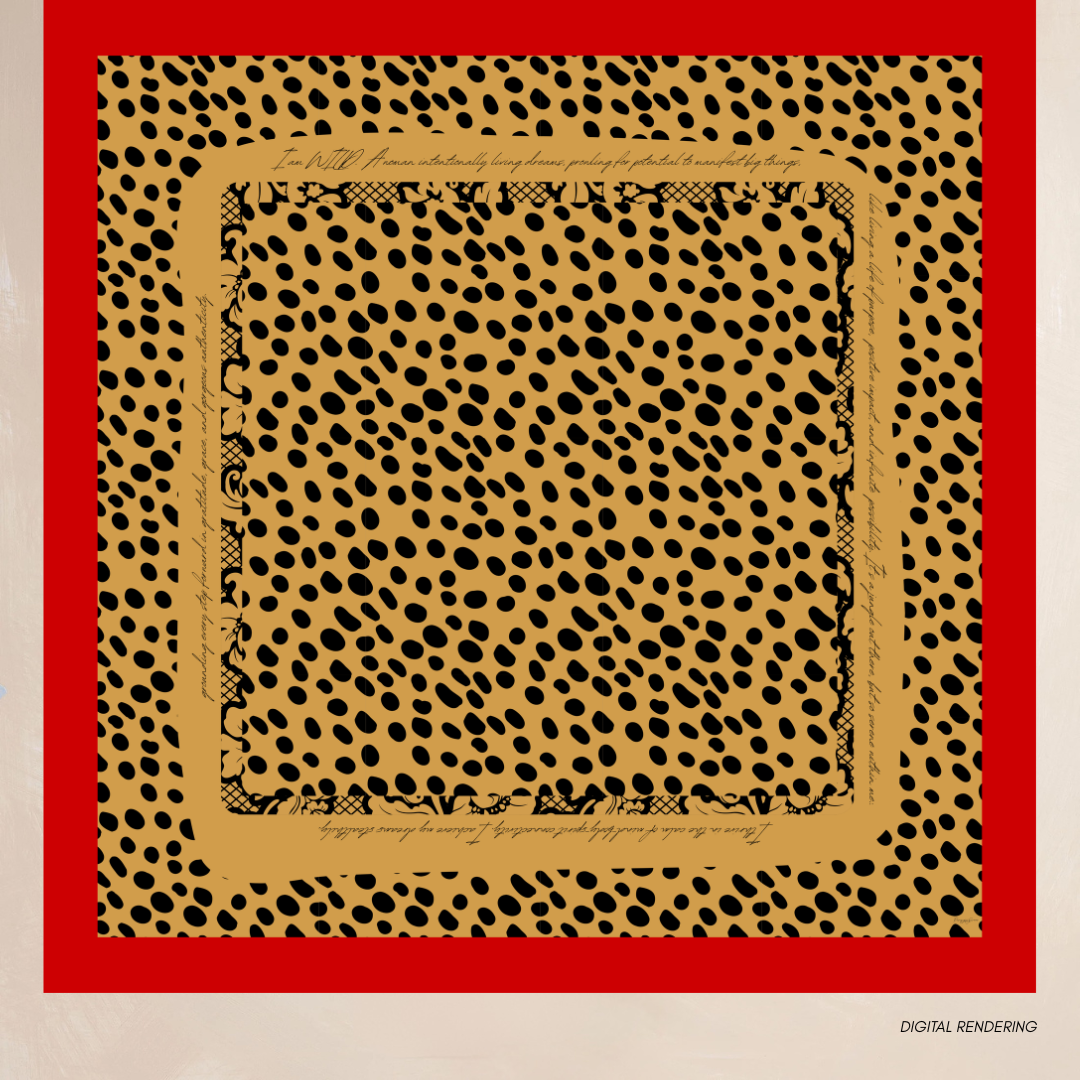 CHEETAH | Flower Qrown Satin Affirmation Scarf