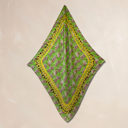GREEN ZEBRA | Flower Qrown Satin Affirmation Scarf