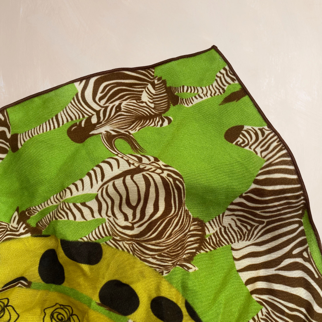 GREEN ZEBRA | Flower Qrown Satin Affirmation Scarf