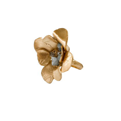 BLUE BLOOM Flower Statement Ring