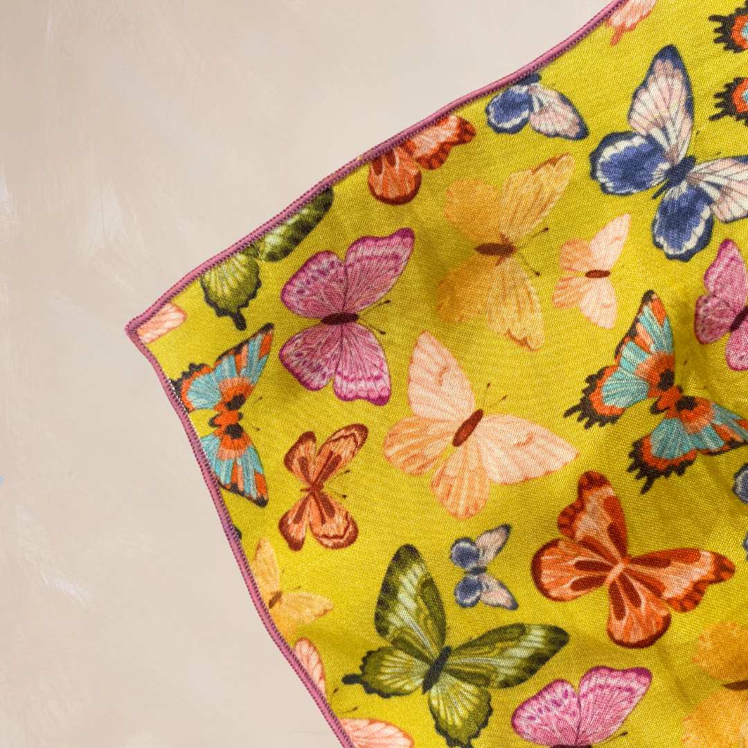 BUTTERFLIES | Qrown Jewel Satin Accent Scarf