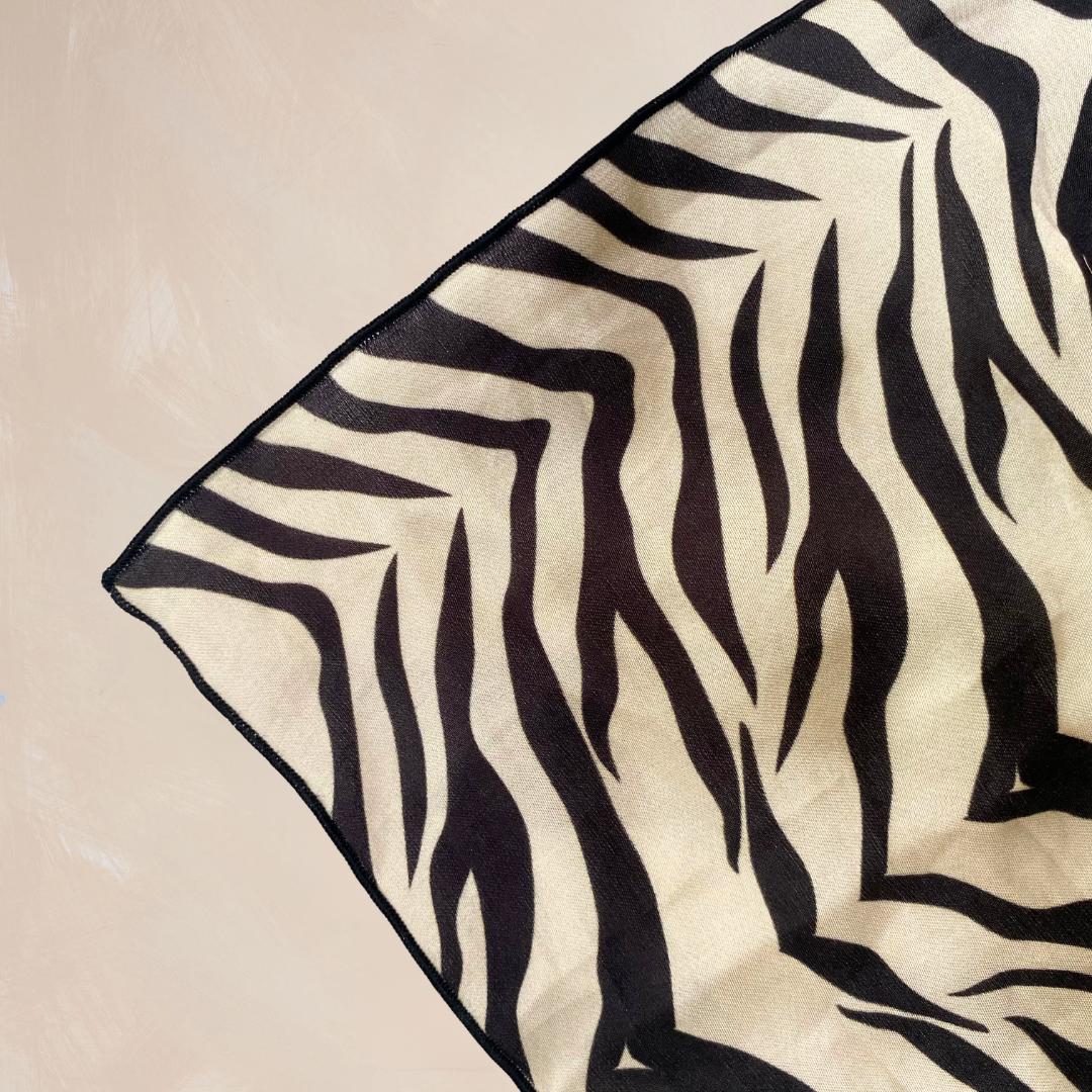 ZEBRA STRIPES | Qrown Jewel Satin Accent Scarf