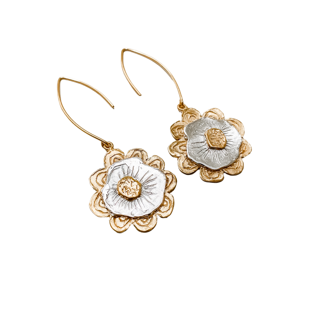 NO RAIN NO FLOWERS Engraved Earrings