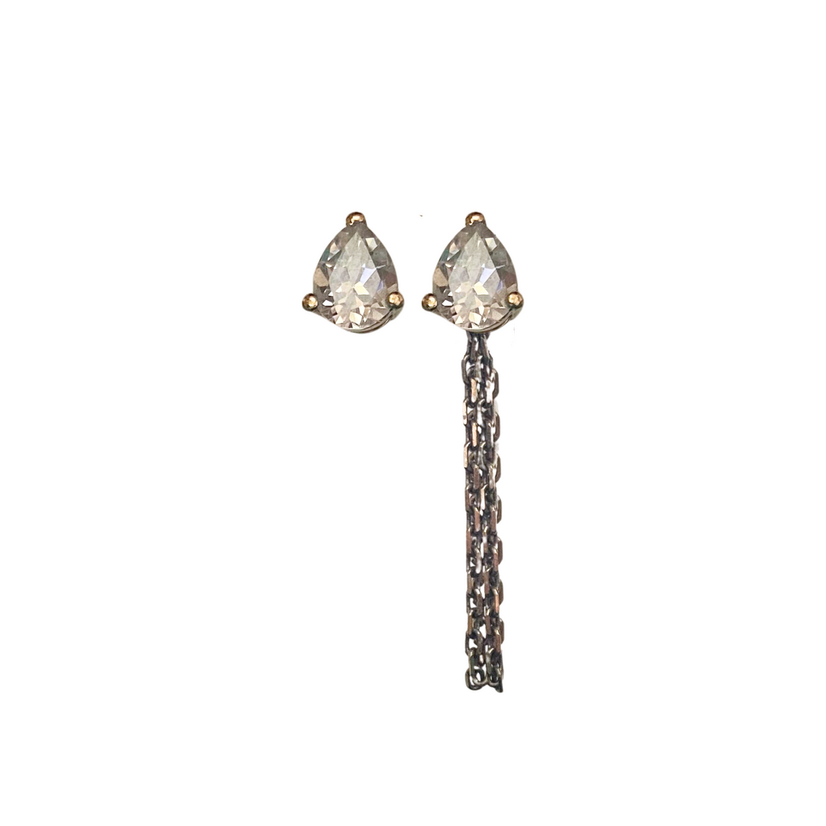 CLEAR Pear Jacket Earrings | SayQred