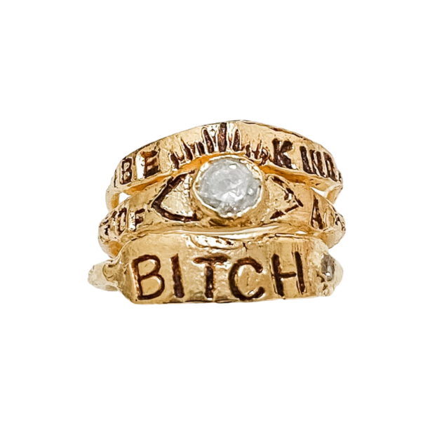 BE KIND…OF A BITCH Crystal Pinky Ring (manuscript)