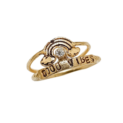 GOOD VIBES RAINBOW Pinky Ring