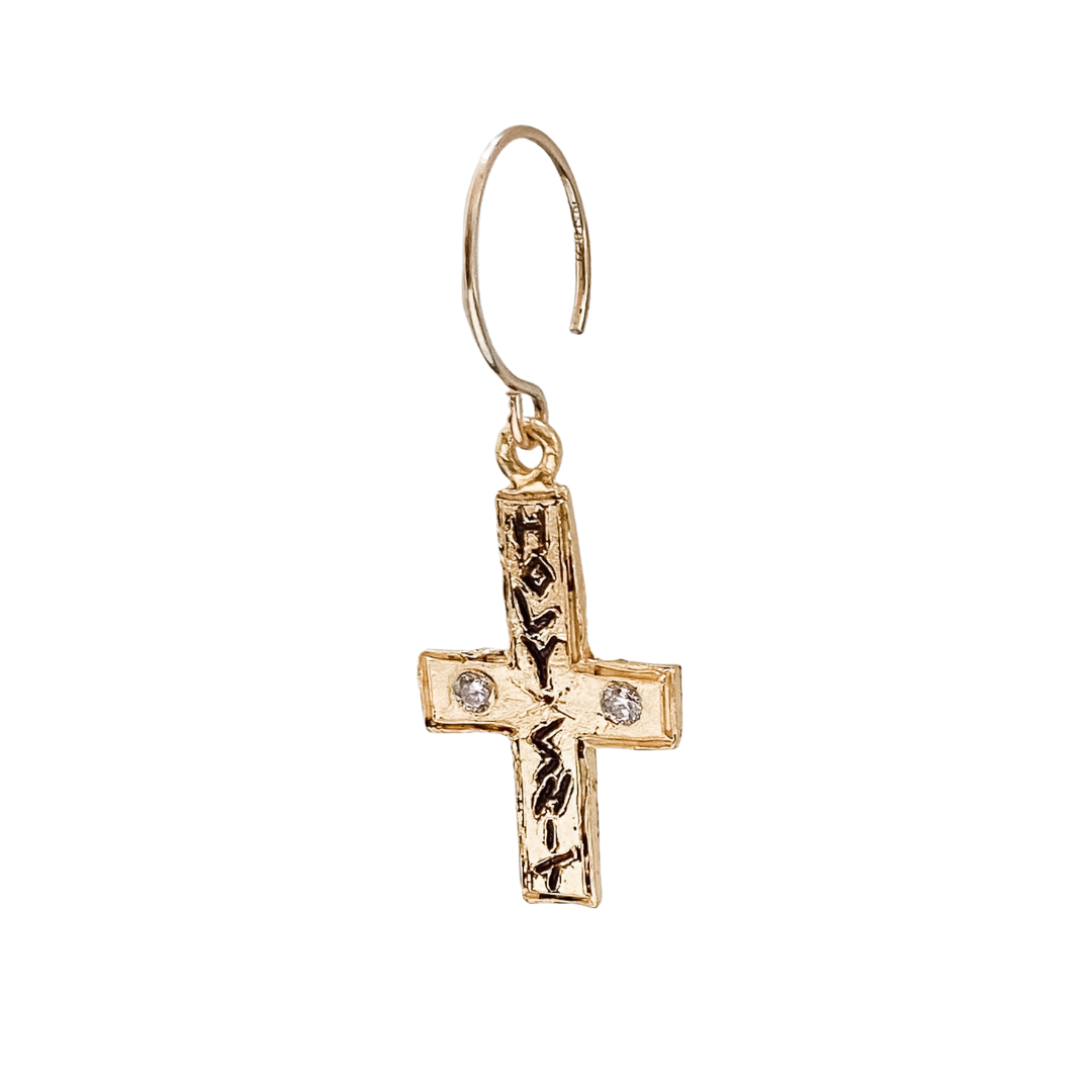 HOLY SHIT Singlet Cross Earring