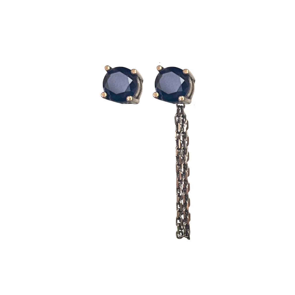 BLACK Round Jacket Earrings | SayQred
