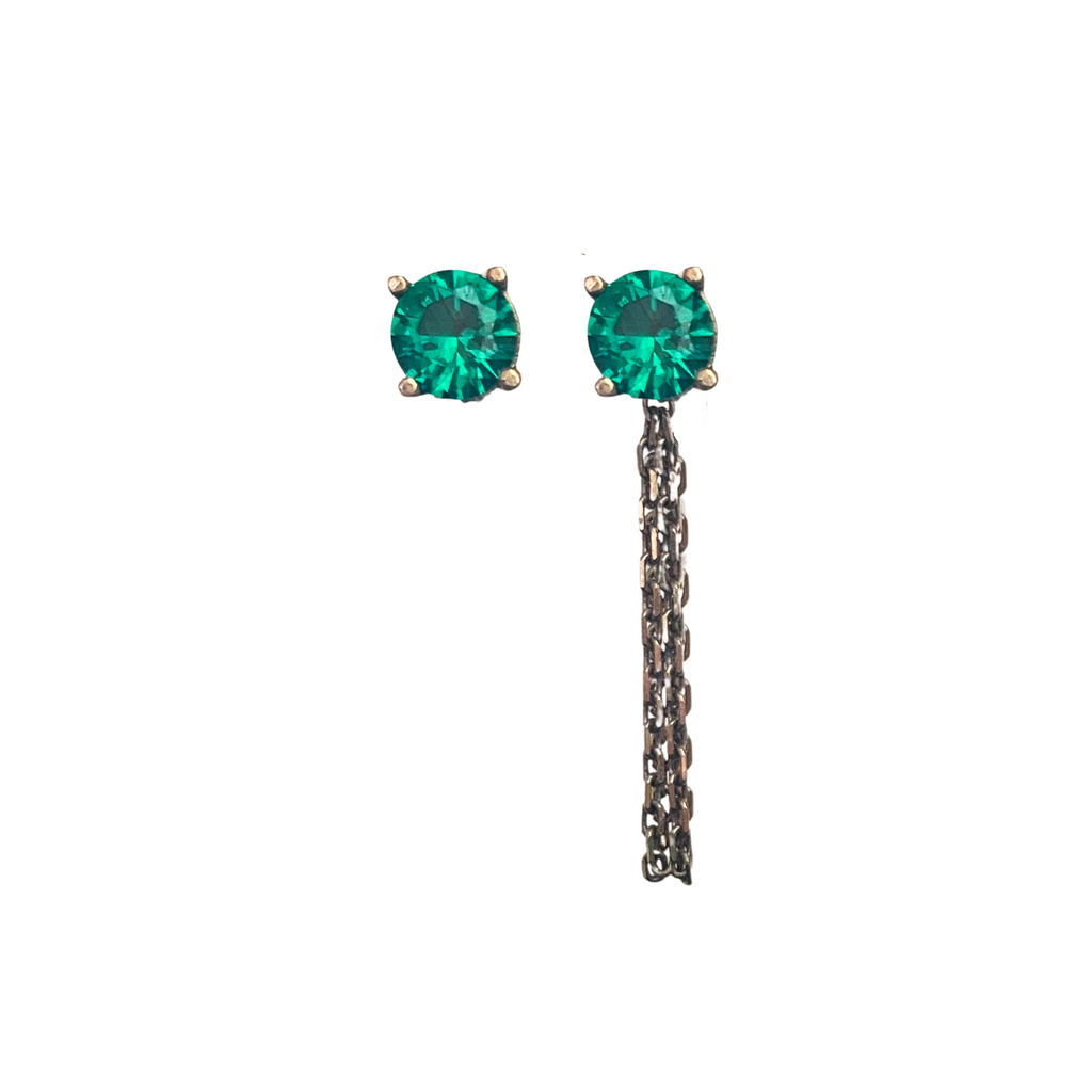 GREEN Round Jacket Earrings | SayQred