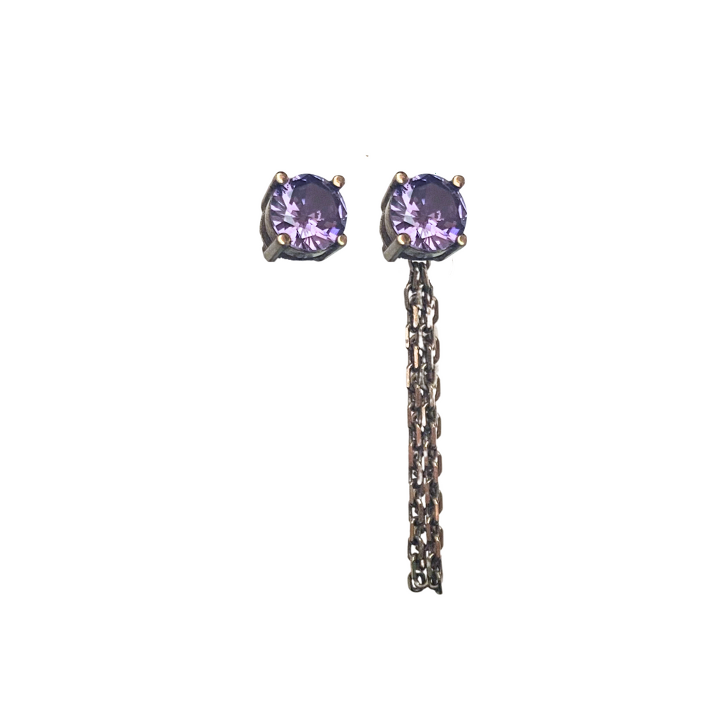 PURPLE Round Jacket Earrings | SayQred