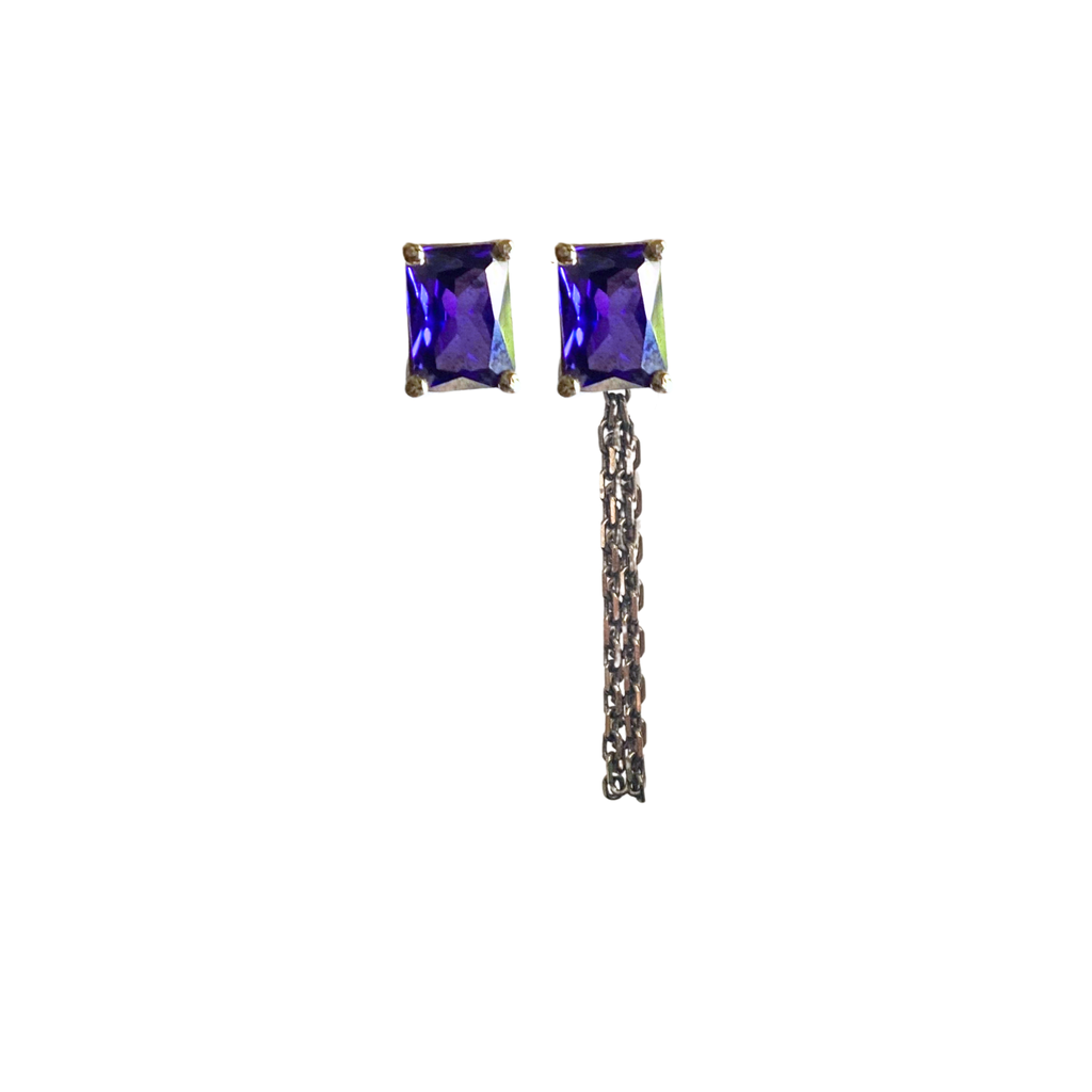 PURPLE Emerald Jacket Earrings | SayQred