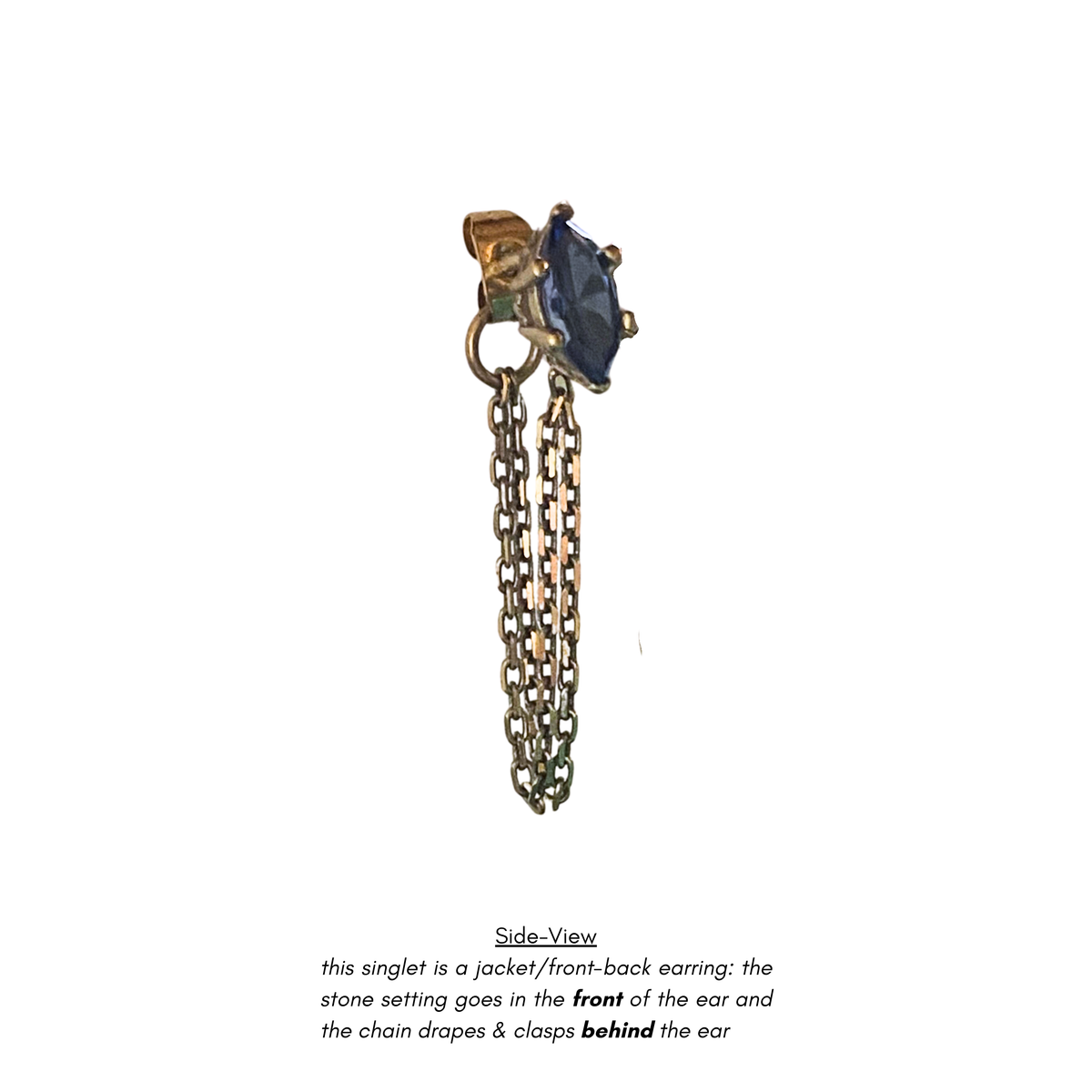BLUE Marquise Singlet Jacket Earrings | SayQred