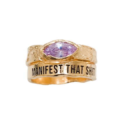 MANIFEST THAT SHIT Royal Crystal Pinky Ring