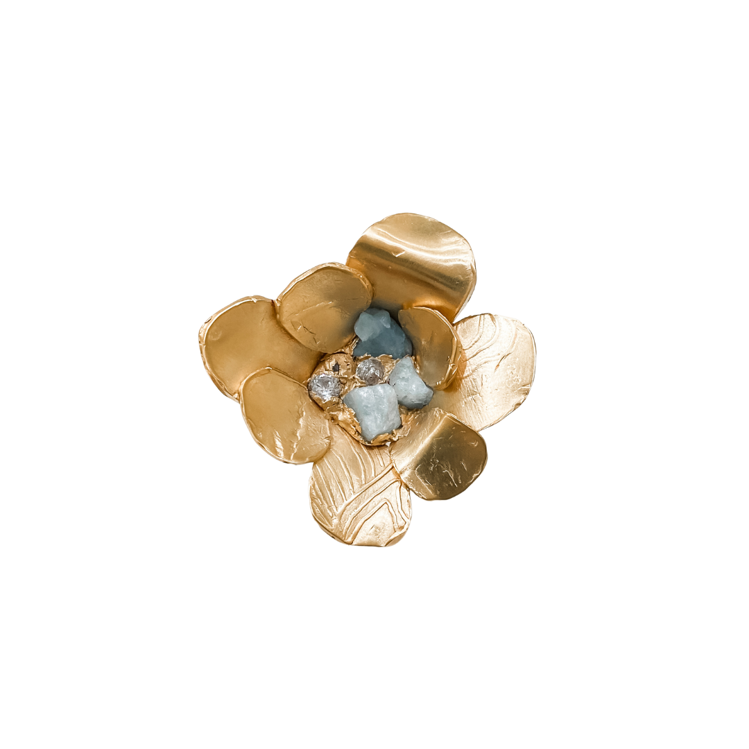 BLUE BLOOM Flower Statement Ring