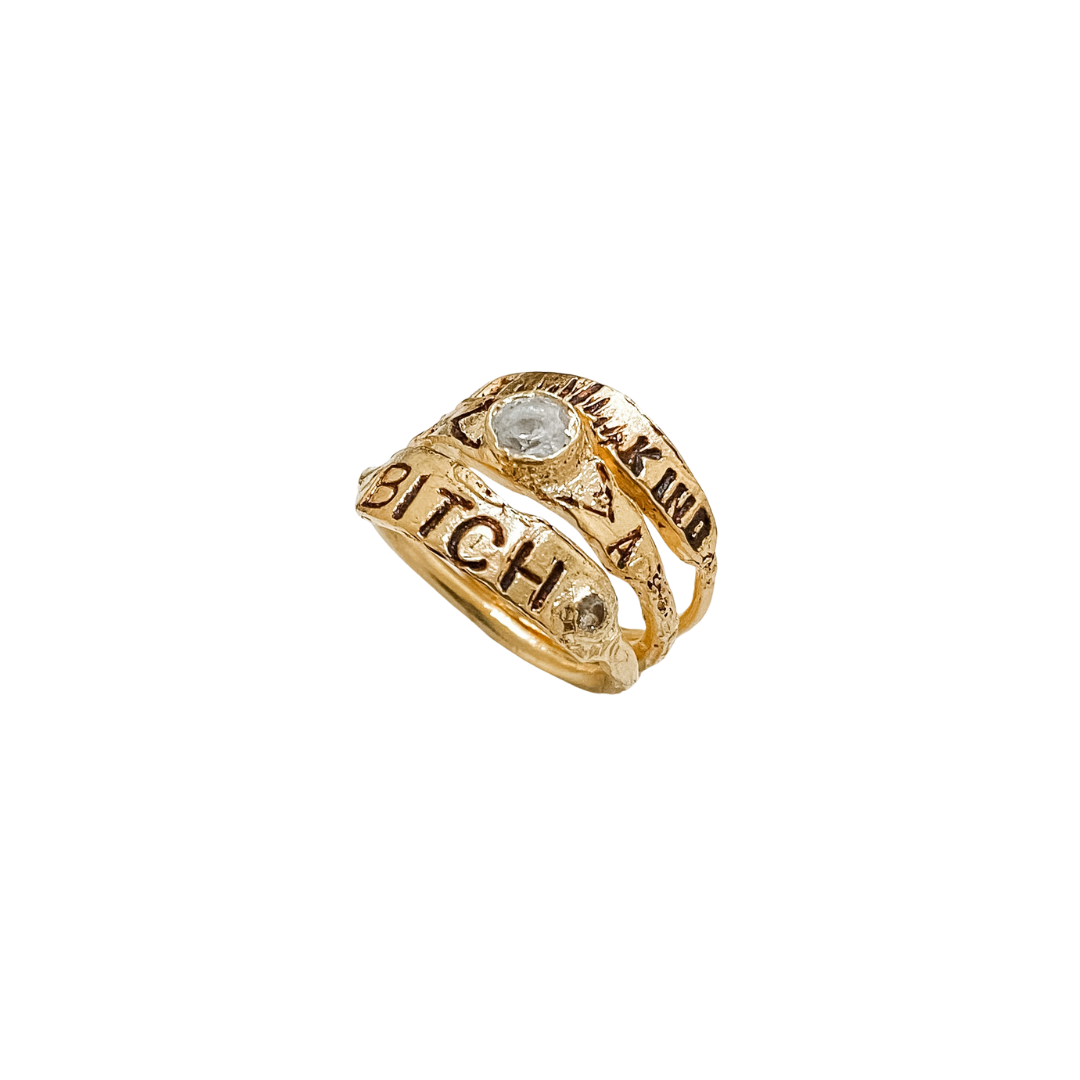 BE KIND…OF A BITCH Crystal Pinky Ring (manuscript)