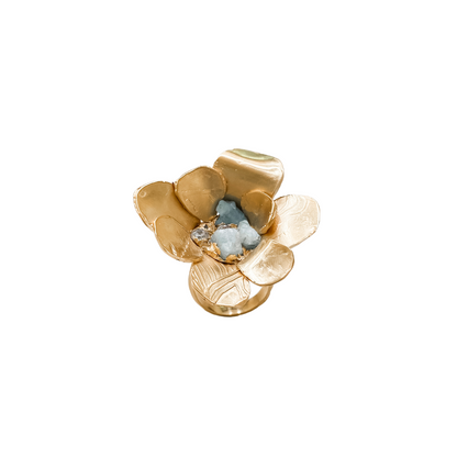 BLUE BLOOM Flower Statement Ring