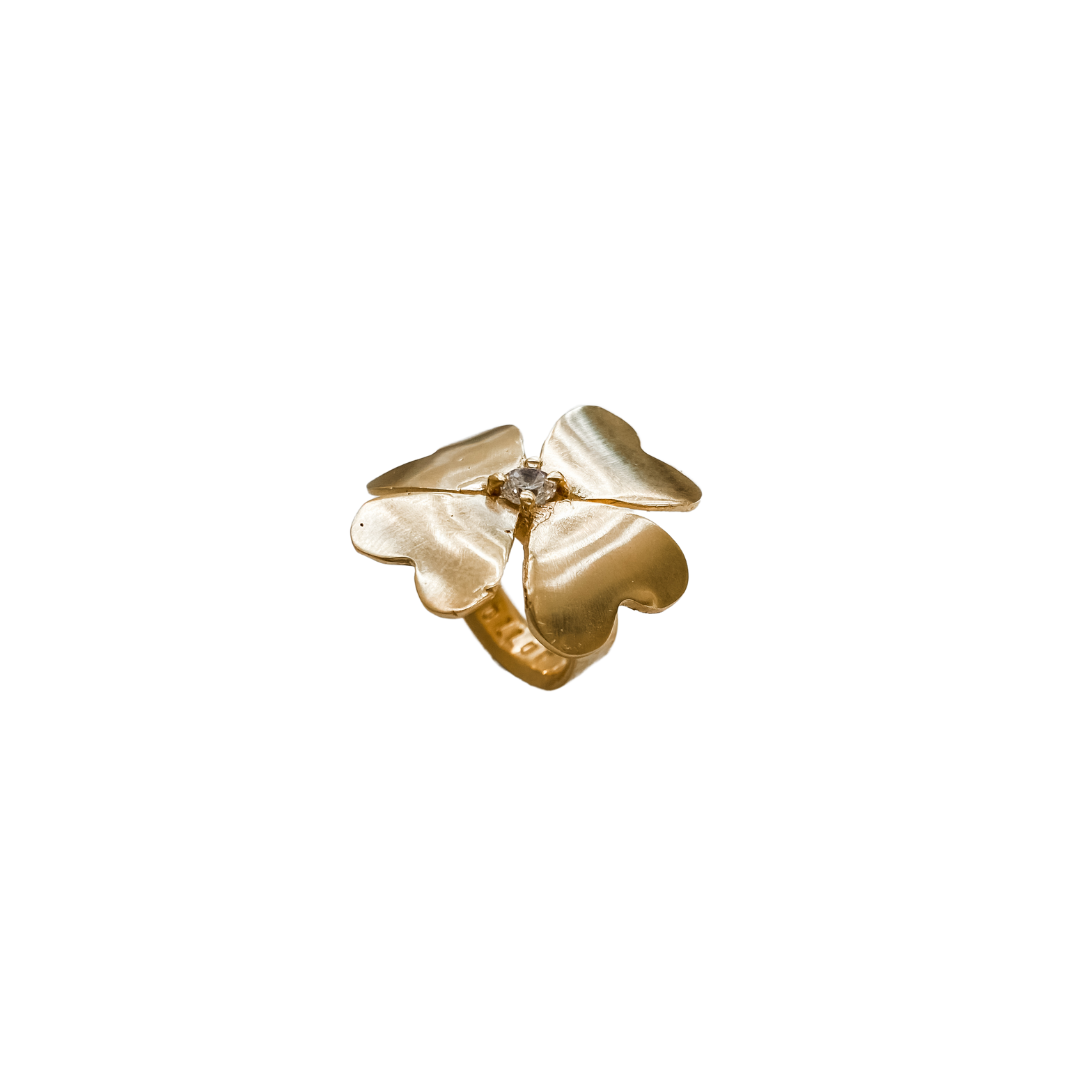 FLOWERS FOLLOW THE SUN Four-Leaf Clover Pinky Ring