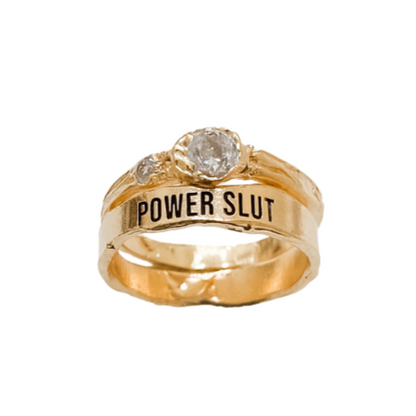 POWER SLUT Crystal Pinky Ring