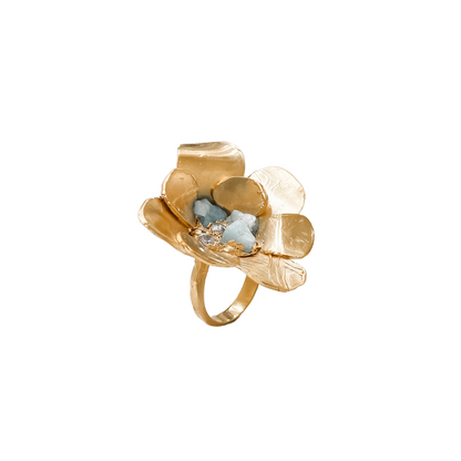 BLUE BLOOM Flower Statement Ring