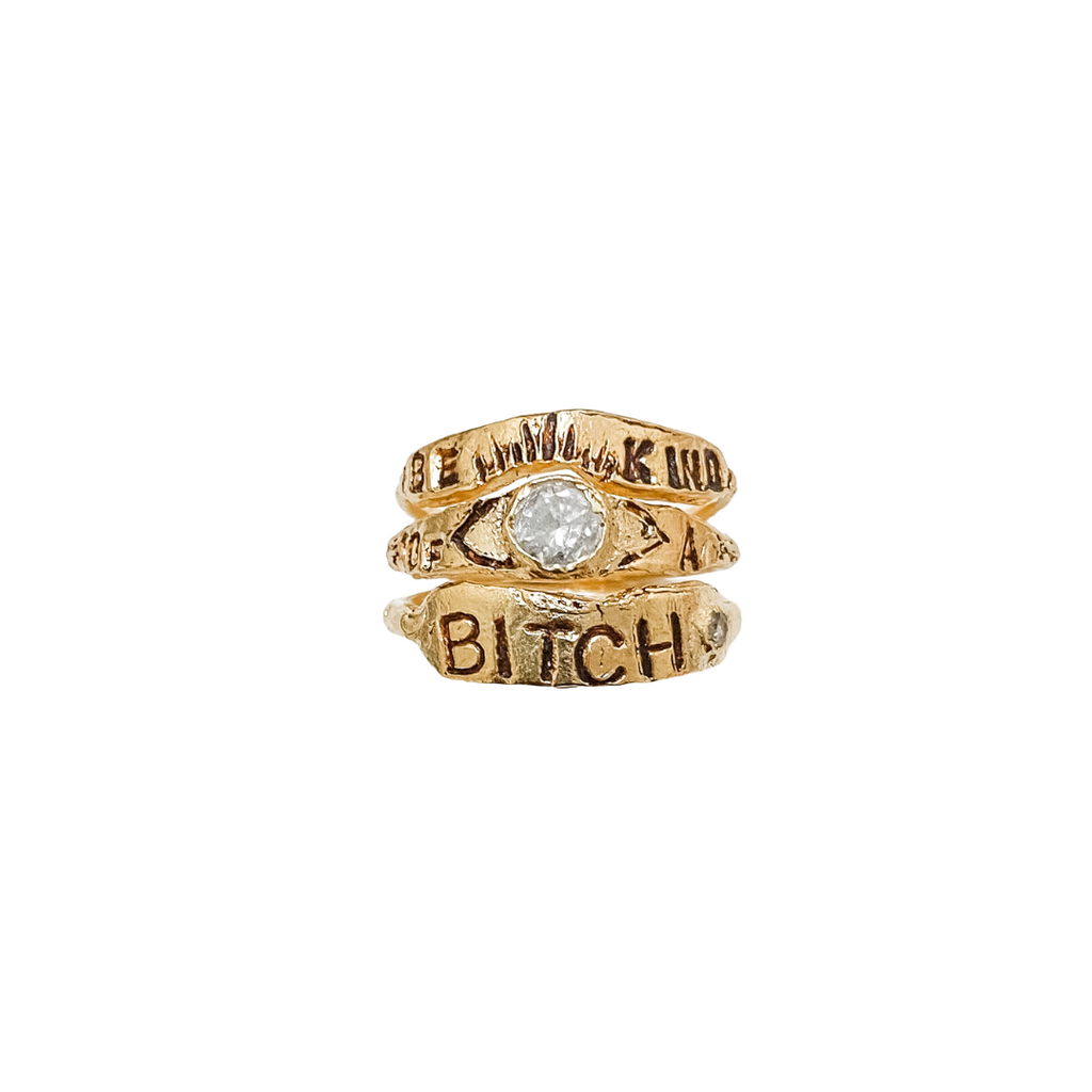 BE KIND…OF A BITCH Crystal Pinky Ring (manuscript)