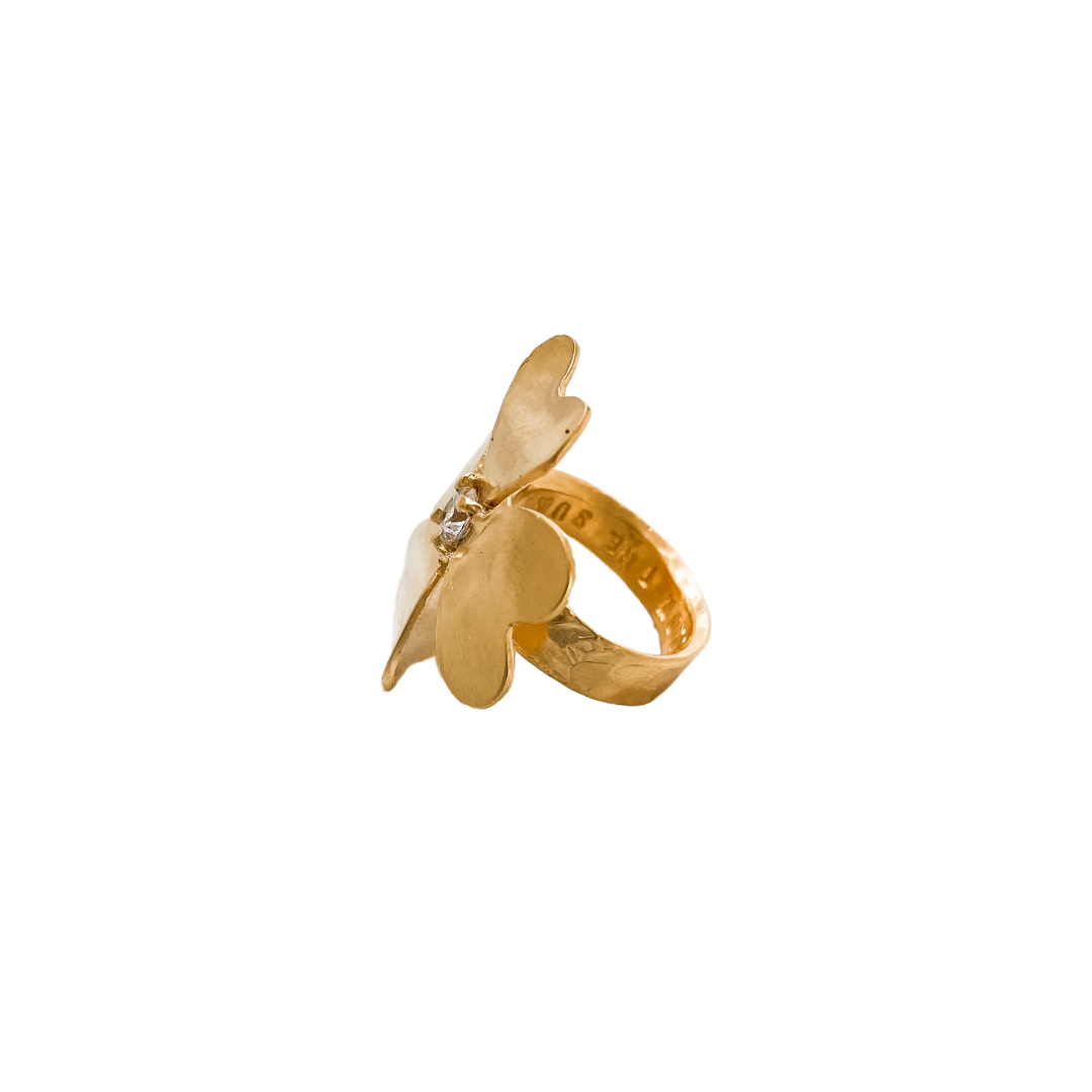 FLOWERS FOLLOW THE SUN Four-Leaf Clover Pinky Ring