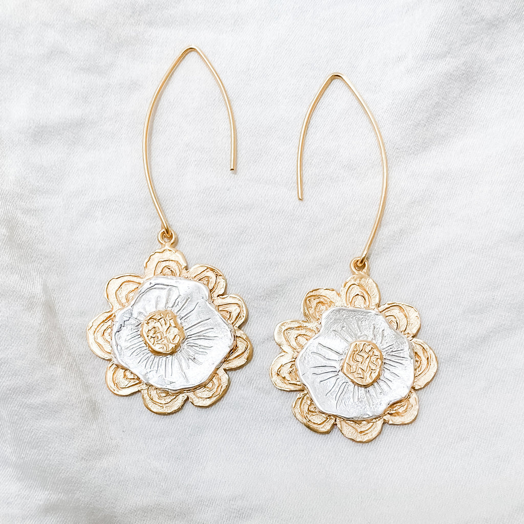 NO RAIN NO FLOWERS Engraved Earrings