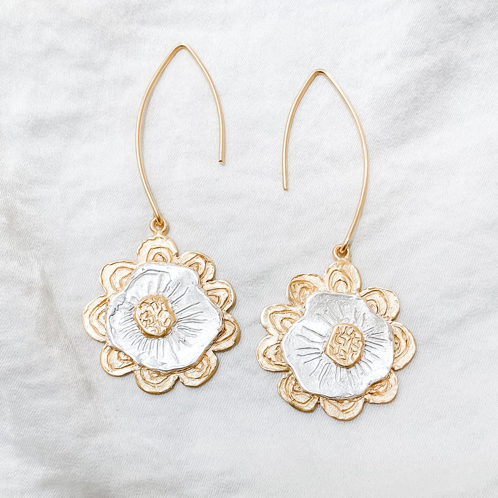NO RAIN NO FLOWERS Engraved Earrings