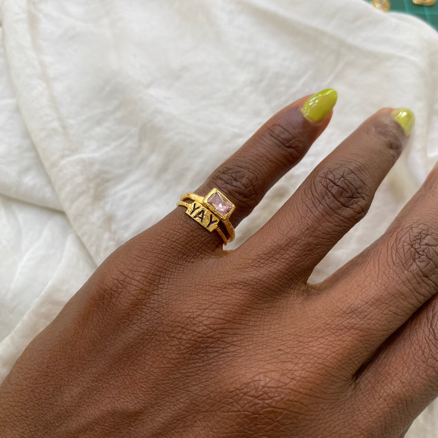 YAY Crystal Pinky Ring