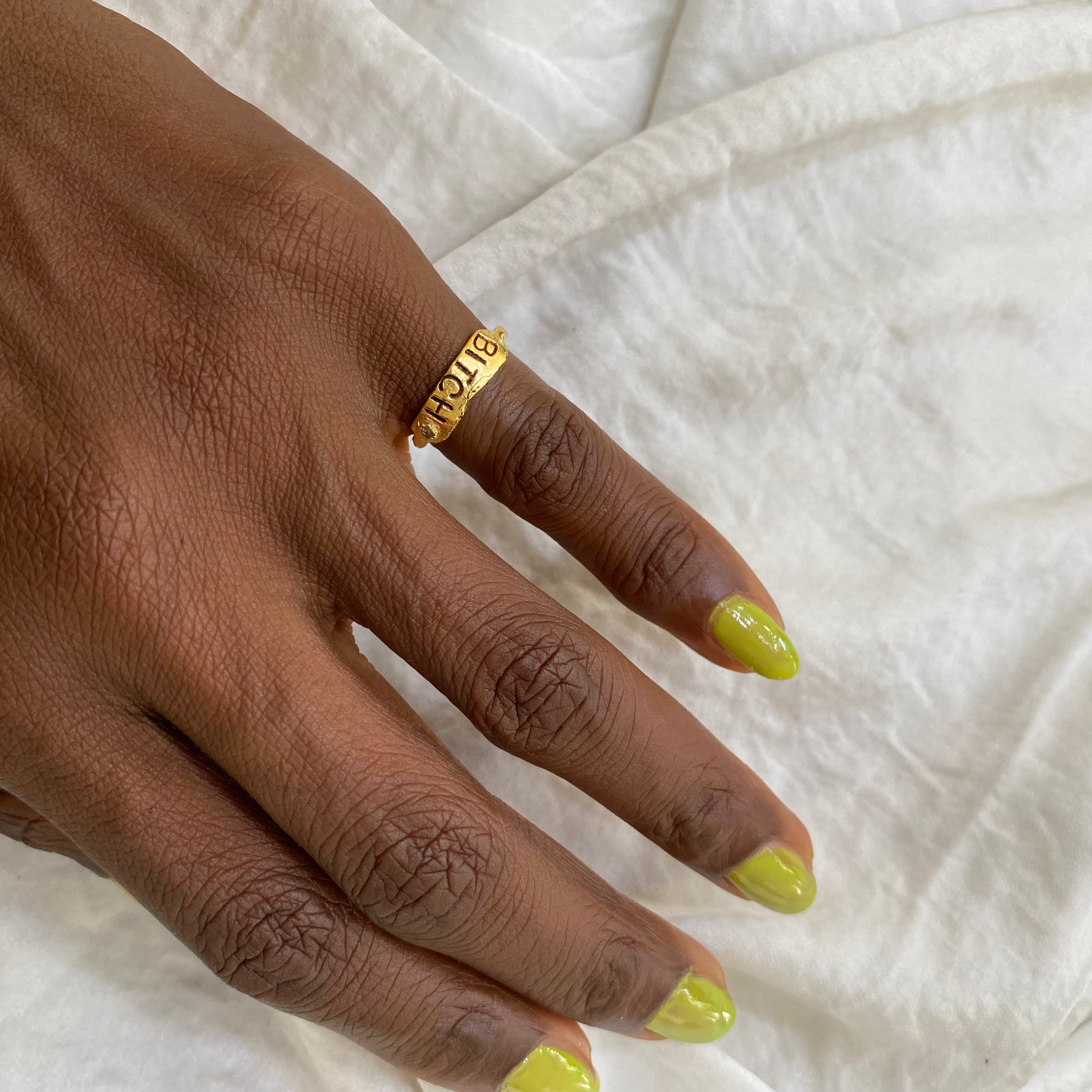 BE KIND…OF A BITCH Crystal Pinky Ring (manuscript)