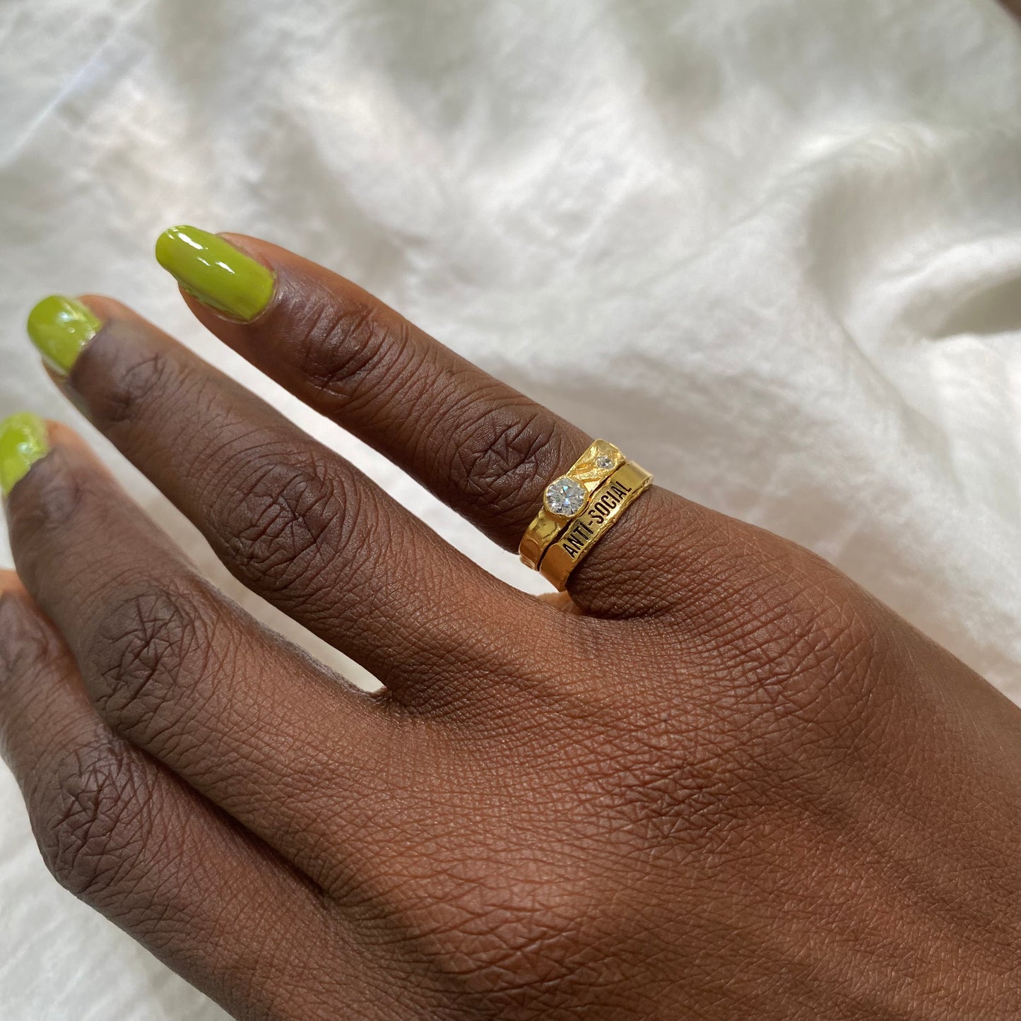 ANTI-SOCIAL Crystal Pinky Ring